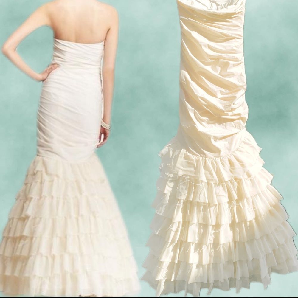 NWT $1500 Ann Taylor | Mermaid |Wedding Dress W/ Ruffled Tiers & Layers - Picture 14 of 16